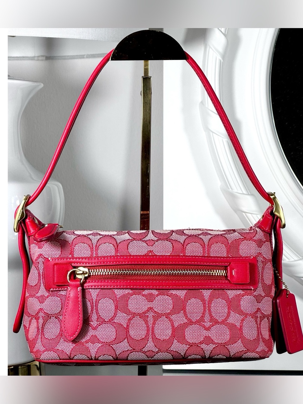 COACH Demi Bag In Signature Jacquard, SPORT RED